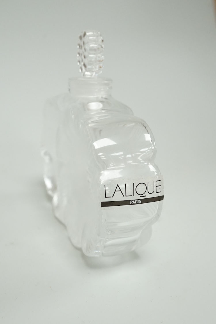 A modern Lalique Deux Fleur perfume bottle, signed to the base, 9cm high